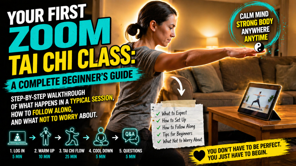 Your First Zoom Tai Chi Class: A Complete Beginner's Guide Step-by-step walkthrough of what happens in a typical session, how to follow along, and what not to worry about.