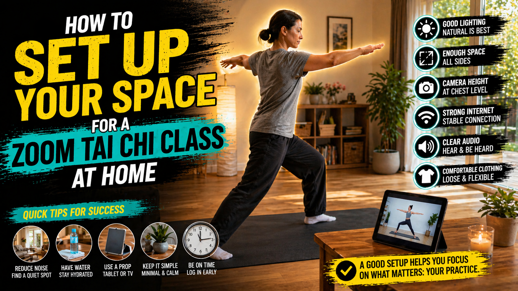 How to Set Up Your Space for a Zoom Tai Chi Class at Home